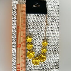 Noir Yellow Flower Statement Necklace Fashion Jewelry w/Chain Link